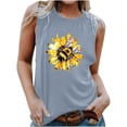 thumbnail image 2 of Fjofpr Tank Top with Built in Bra for Women 2024 Women's New Loose Casual Fashion Crew-neck All-matching Printed Top Sky Blue XL, 2 of 4