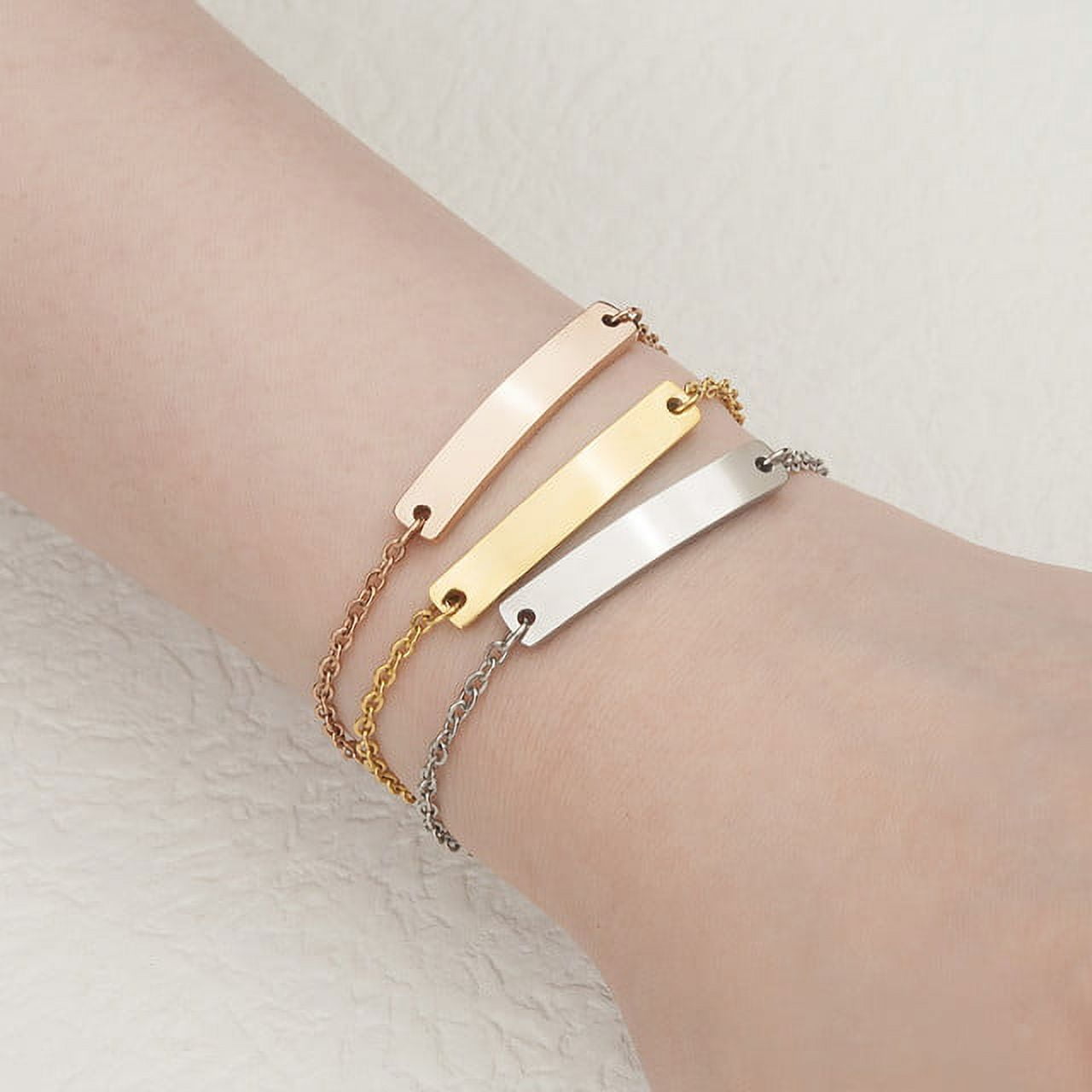 Anavia Bar Engraved Silver L Not Personalized Bracelet in Stainless Steel