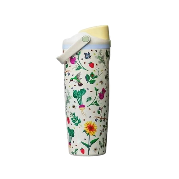 Owal Insulated Stainless Steel Water Bottle with Two-Way Spout Built-In Straw and Bucket Handle for Travel School and Sports 30oz BPA Free