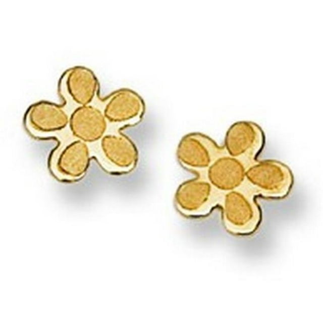 Boucles d'Oreilles Clous pour Bébé à Motif Floral en Or Jaune 14 K