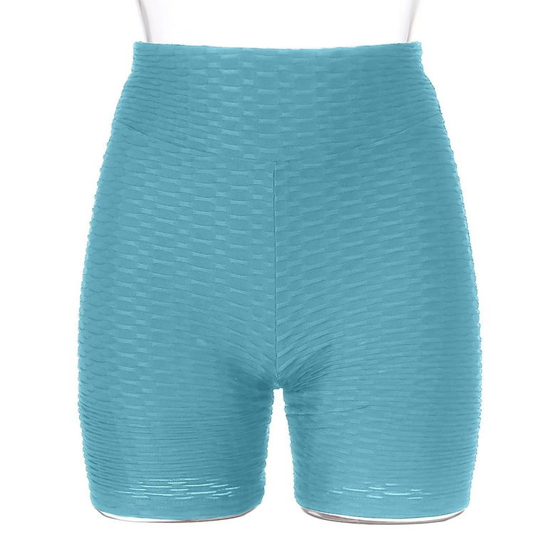 HUPOM Seamless Workout Shorts Womans Shorts Gym High Short Running Light  Blue S 