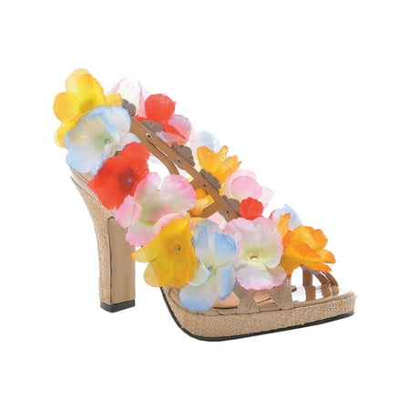 - 4 Inch Heel Sandals Sexy Hawaiian Shoes Lei Luau Flowers Size 6