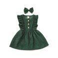 thumbnail image 4 of Kiapeise Toddler Girls Velvet Ruffle Sleeveless Dress+Bowknot Hairpin Set, 4 of 5
