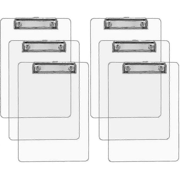 6pcs A4 Clipboard - Heavy Duty Acrylic Transparent Clipboard Clear Clip Boards With Low Profile