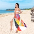 thumbnail image 6 of FORMRS Womens Beach Sarong Semi-Sheer Bikini Wrap Skirt Swimsuit Cover-ups, Purple Triangles, 6 of 7