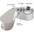 thumbnail image 3 of Jeweler's Magnifier, 40x Magnification, Made Of Metal, Folding Magnifier With Led And Uv Light, Magnifier For Diamonds, Jewelers, Coins, Stamps, 3 of 5