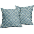 thumbnail image 2 of Blue Green Block Print Pillow Covers 18x18 Inch Set of 2, Vintage Floral Decorative Throw Pillow Cases Boho Cushion Covers Rustic Decoration Gift Farmhouse Sofa Couch Bed Decor, 2 of 6