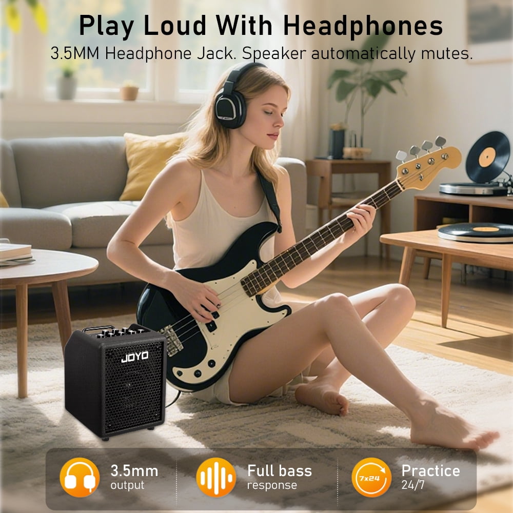 JOYO 30W Bass Amp Portable Combo Amplifier 4" Speaker with Bluetooth 5.1 + OTG Direct Recording | 3-Band EQ + Compressor