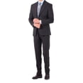 thumbnail image 3 of Men's Suit, Dovetail Collar Slim Fit Woven Black Classic Suit with Vest, 3 of 6