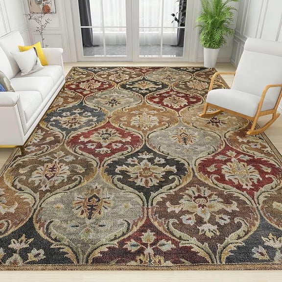 Vintage Moroccan Style Area Rug, Traditional East Non Slip Easy Care Kids Rugs, Breathable Durable Carpet for Indoor Bedroom Living Room Office Decor Rug 3 x 4ft