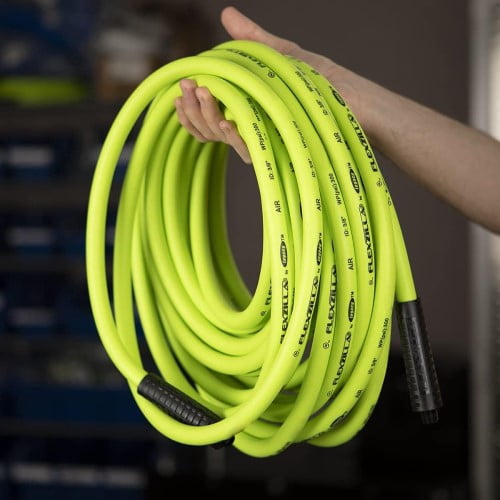 Flexzilla HFZ1250YW3 Air Hose, 1/2" x 50', 3/8" MNPT Fittings, Heavy Duty
