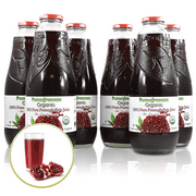 Pomegranate Juice 100%, 6 Pack Juice, Pure Pomegranate Juice, Organic Pomegranate, Glass Bottle, No Sugar Added and USDA Organic Certified