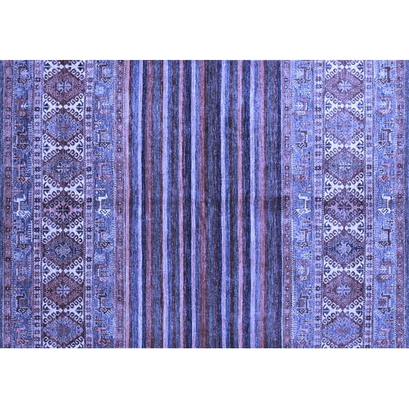 Ahgly Company Machine Washable Indoor Rectangle Abstract Blue Contemporary Area Rugs, 5' x 7'