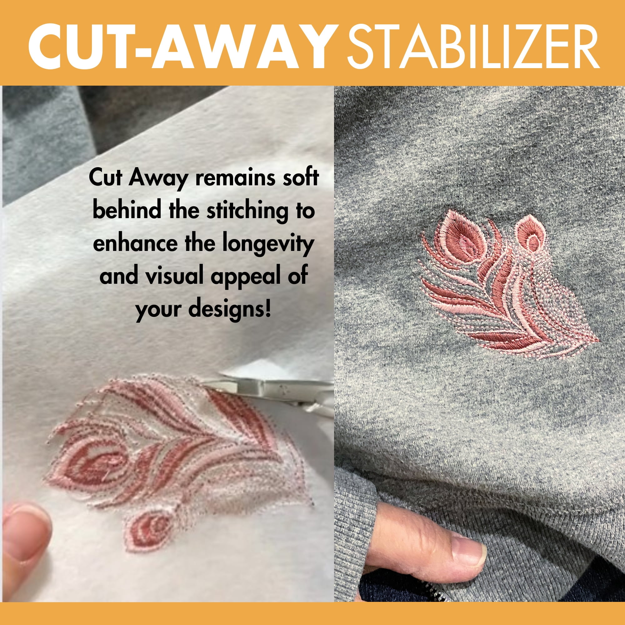 HeatnBond Cut Away Machine Embroidery Stabilizer - 10 in x 12 in Sheets, Medium Weight 2.5 Ounces - Pack of 100