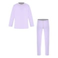thumbnail image 3 of TiaoBug Kids Boys Girls Long Winter Base Layer Fleece-line Tops Shirts And Long Johns Leggings Set Light Purple 7-8, 3 of 7