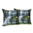 thumbnail image 6 of Ambesonne Tropical Throw Pillow Cover 2 Pack, Waterfall Jungle Rural, 18", Green White, 6 of 6
