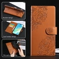 thumbnail image 6 of ELEHOLD Case for Samsung Galaxy A16 5G, Flower Embossed Flip Leather Wallet Phone Case with 3 Card Slots & Wrist Strap,Brown, 6 of 8