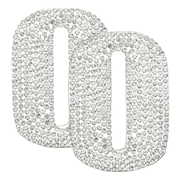Uxcell 2Pcs Rhinestone Self Adhesive Number Stickers Medium Numbers Patches Embroidered Sew on Appliques for DIY Crafts Clothing Decorations, White 0
