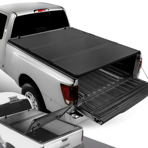 DNA Motoring Hard Solid Tri-Fold Tonneau Cover for 2004-2015 Nissan Titan 5.7 Ft Short Bed