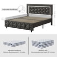thumbnail image 5 of 4 EVER WINNER Queen Bed Frame, Upholstered Platform Bed Frame with Headboard and Footboard, Diamond Headboard and Footboard Design, Gray, 5 of 7