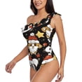 thumbnail image 4 of Balery Cute Dog Panda One Shoulder Swimsuits for Women Ruffle Swimsuits Tummy Control One Shoulder Bathing Suits-X-Large, 4 of 8