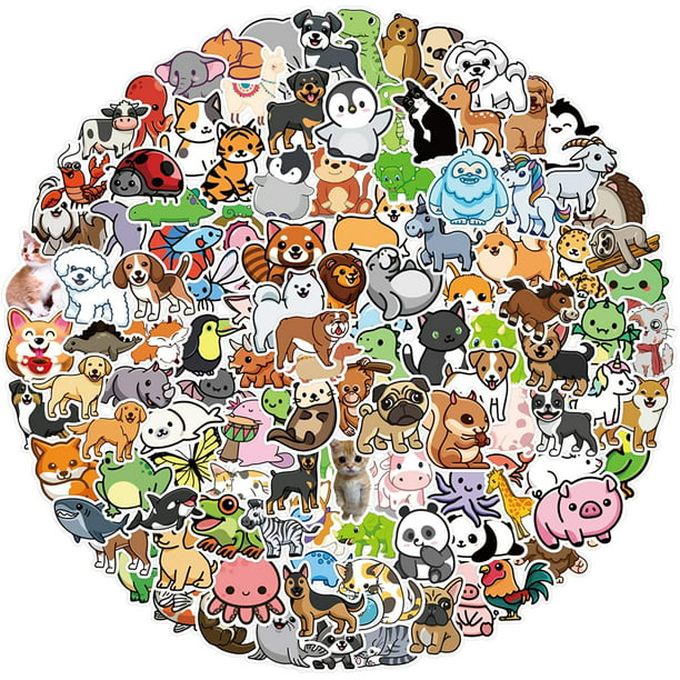 200 PCS Cute Animal Stickers,Colorful Animal Waterproof Stickers,Vinyl Cute  Aesthetic Stickers for Water Bottle,Laptop,Phone,Skateboard Stickers for  Teens Girls Kids 