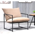 thumbnail image 3 of Silla de acento de terciopelo moderno elegante, silla reclinable contemporánea de marco de metal con cojín de asiento profundo para la oficina en el hogar, 3 of 5