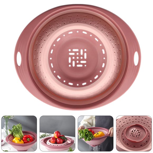 BESTYASH 1Ud Cesta De Almacenamiento Para Cocina Color Rosa Con Drenaje Y Material