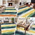 thumbnail image 5 of 6'x9' Area Rugs, Turquoise Yellow Stripe Indoor Outdoor Area Rug for Living Room Bedroom, Abstract Orange Teal Green Washable Bathroom Rugs Kitchen Floor Carpet Mats Home Decor Aesthetic, 5 of 8