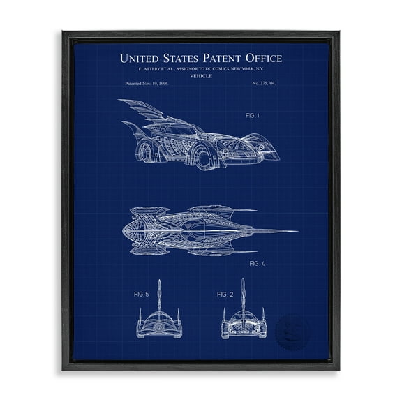 Stupell Industries Character Car Blueprint Transportation Painting Black Floater Framed Art Print Wall Art, 17 x 21