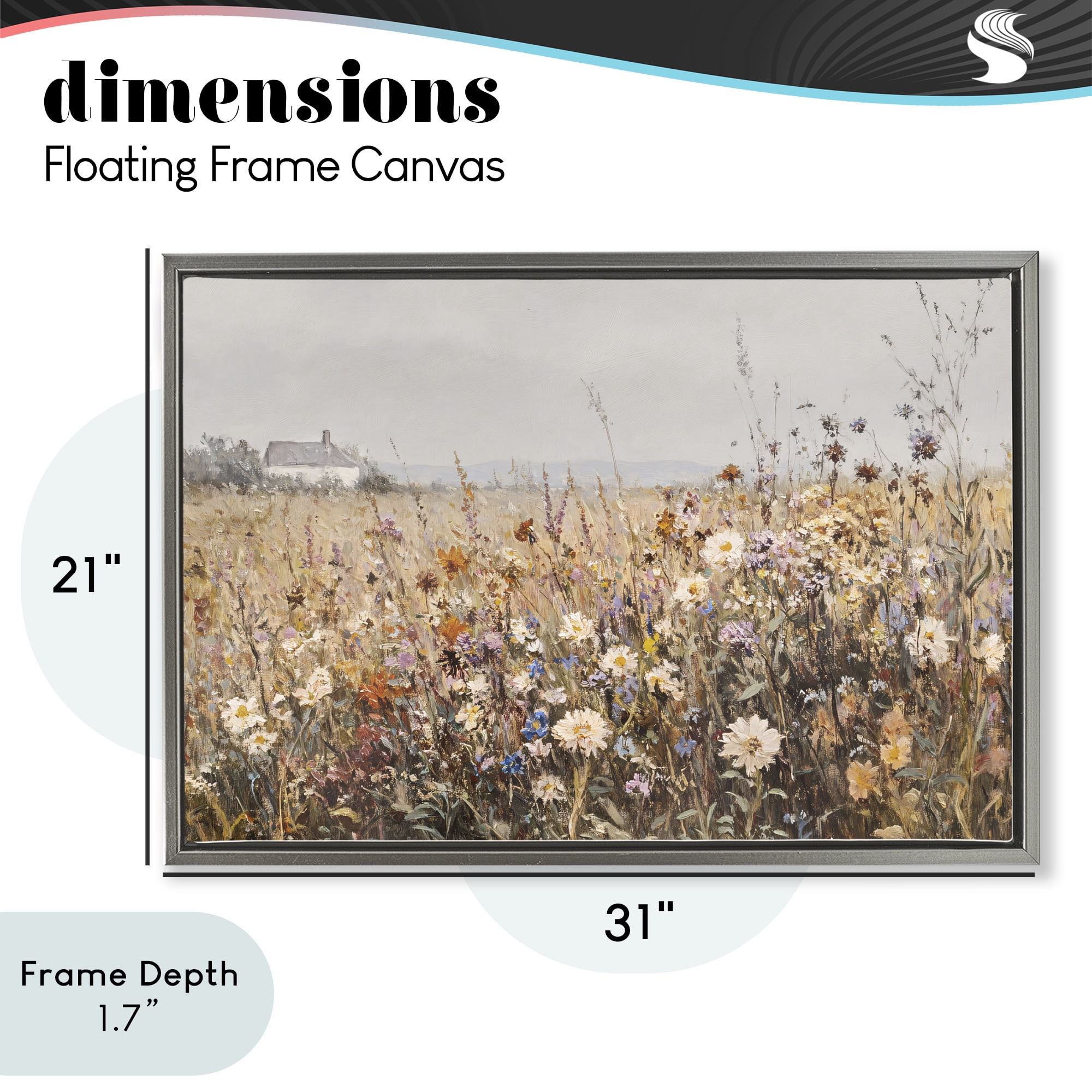 Stupell Industries Quaint Cottage Meadow Gray Framed Floater Canvas Wall Art, design by Jacky Ngan