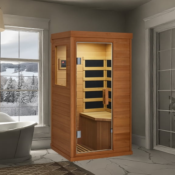 CANVORA 1 Person Indoor Infrared Sauna, Full Spectrum Infrared Sauna, Canadian Hemlock