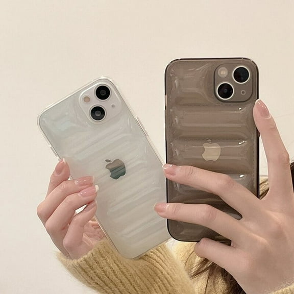 Soft Transparent Down Jacket The Puffer Case For iPhone 11 12 13 Pro Max X XR XS 7 8 Plus Silicone Shockproof Bumper Back Cover