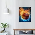 thumbnail image 3 of JEUXUS Basketball Canvas Wall Art, Cool Sport Ball on Fire and Water Abstract Giclee Print Home Decor Ready to Hang, 12x16 Inch, 3 of 4