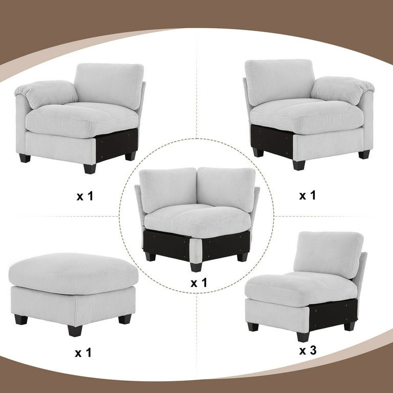JUSTLET Oversized Modular Sectional Sofa, Oversized U Shaped JUSTLET Oversized Modular Sectional Sofa, Oversized U Shaped