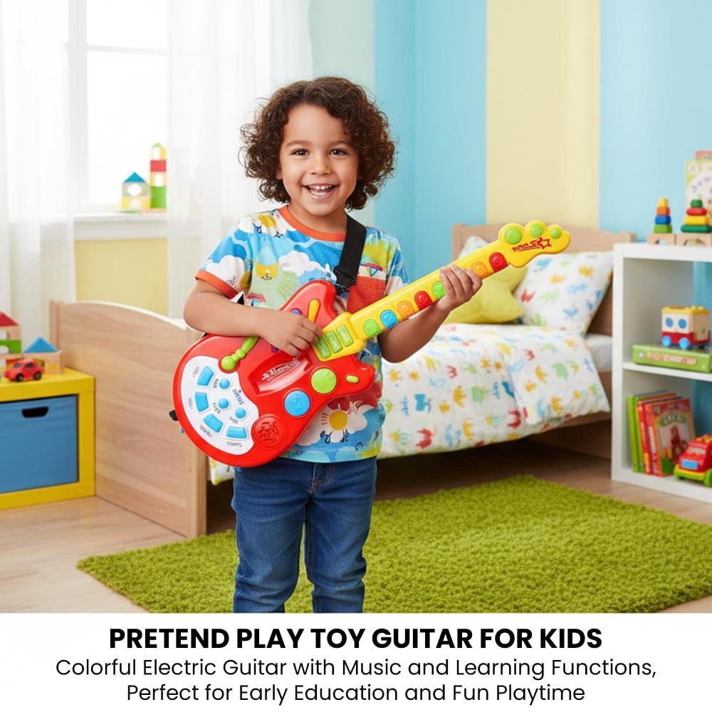Dimple Toy Electric Guitar with Sound & Lights, 20+ Interactive Buttons, Levers & Play Modes for Kids