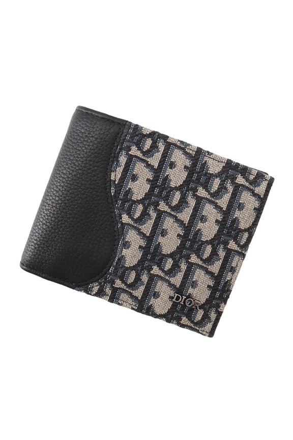 Pre-Owned Christian Dior Bi-fold Wallet Saddle Jacquard 2ADBC306YKS Men's Black WALLET