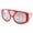Red, variant on grinderPUNCH Oversized Retro Inspired Flat Top Black Plastic Frame Sunglasses