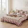 thumbnail image 2 of Twin Quilt Set 68''x86'', Country Star Plaid Lightweight Summer Bedspread Coverlet Set with 2 Pillow Shams, Retro Western Farmhouse Barn Berry Breathable All Season Quilt Bedding for Dorm/Bedroom, 2 of 9