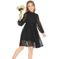 thumbnail image 4 of Arshiner Flypigs Tween Girls Long Sleeve Fall Dresses Swiss Dot Casual Party Dress, 4 of 8