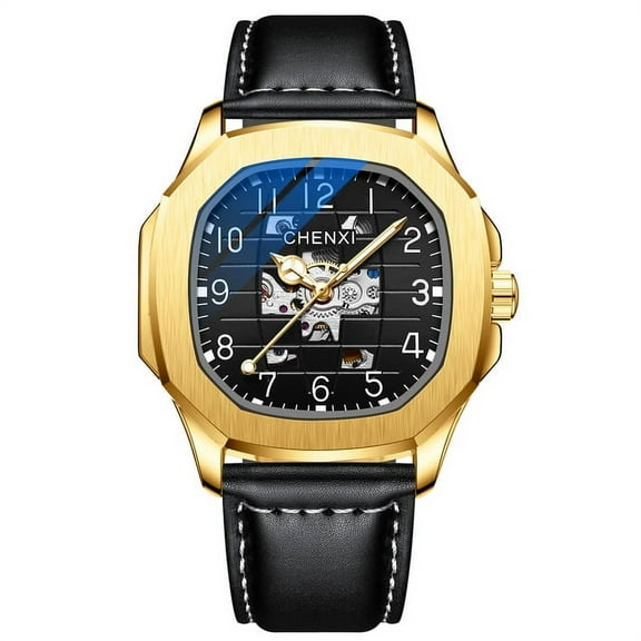 CHENXI Watch Men Automatic Mechanical Tourbillon Clock Fashion Business Watches Men Leather Waterproof Luminous Wrist Watch