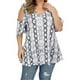 thumbnail image 4 of Camisa de mujer Blusa de manga corta con hombros descubiertos y estampado floral, gris, XL Kearding AP002473-06, 4 of 6