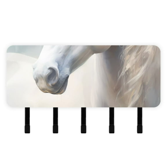 Horse by White Mail Holder Organizer Wall Mount with Shelf Key Holder Key Rack with 5 Key Hooks for Wall Decorative