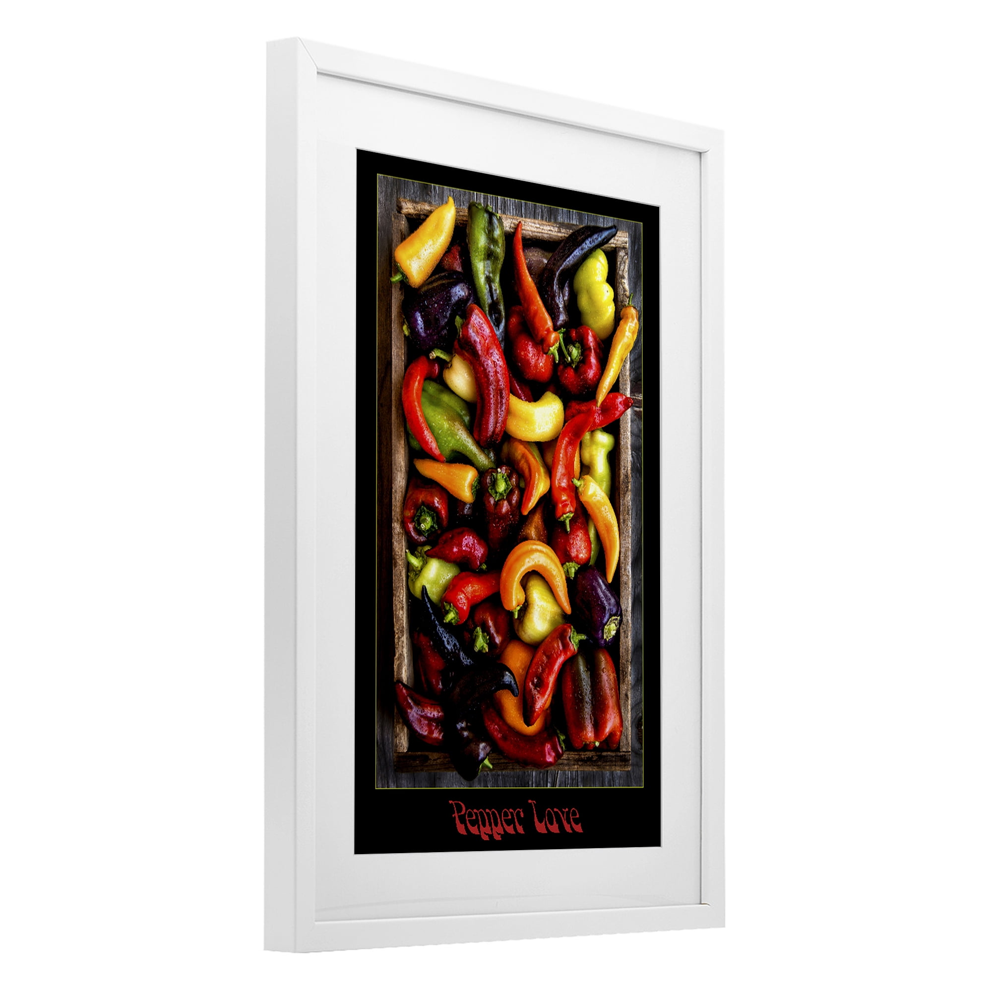 Stupell Industries Pepper Love Vibrant Vegetables White Framed Print Under Glass, design by Carl Kravats