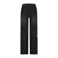 thumbnail image 4 of hoksml Women's High Waisted Straight Leg Jeans Distressed Ripped Stretch Denim Pants Casual Vintage Trousers, 4 of 7