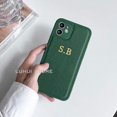 thumbnail image 1 of Funda de teléfono suave de PU de cuero con letras personalizadas de Corea para iPhone 13 12 11 Pro X XS Max XR 7 8 Plus, funda trasera lisa de lujo Tan Jianjun unisex, 1 of 2
