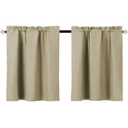 EasyHome Blackout Tier Curtain for Kitchen ,Bathroom, Living Room, Thermal Insulated ,Room Darkening , Rod Pocket Curtain ,2 Panels,(36"x24"Taupe) Taupe 36"X24"