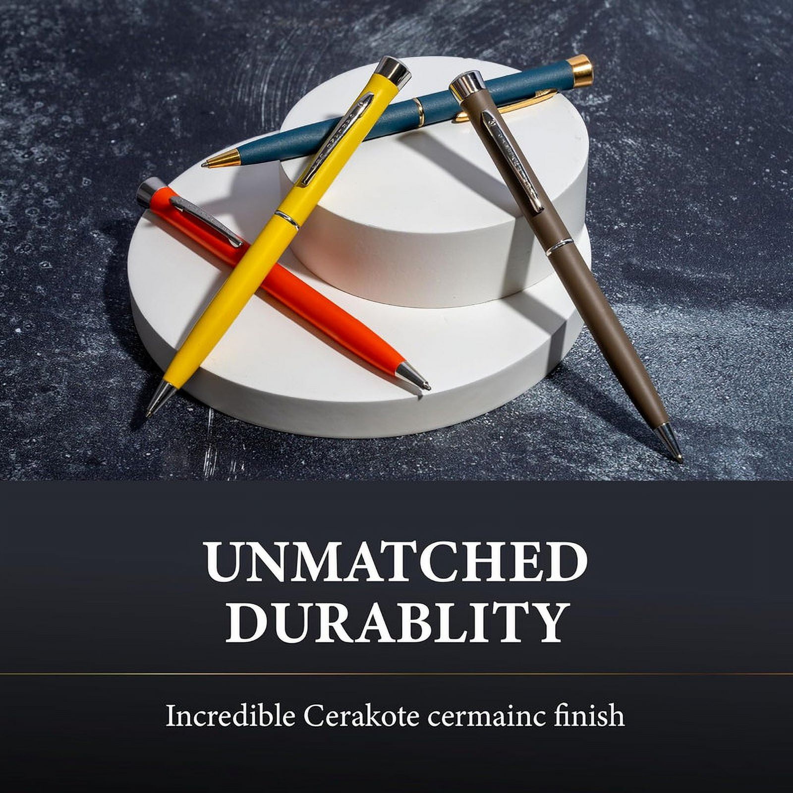 Garland Metal Twist Pen - Made in USA - Premium Cerakote Coating, Durable & Stylish Finish, Gift for Executive, Graduate, Professional, Classy Gift Box, Refillable - Flat Dark Earth with Chrome