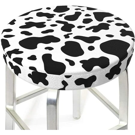 Cow Print Round Bar Chair Cushion Cover, Leopard Print Bar Stool Cushions