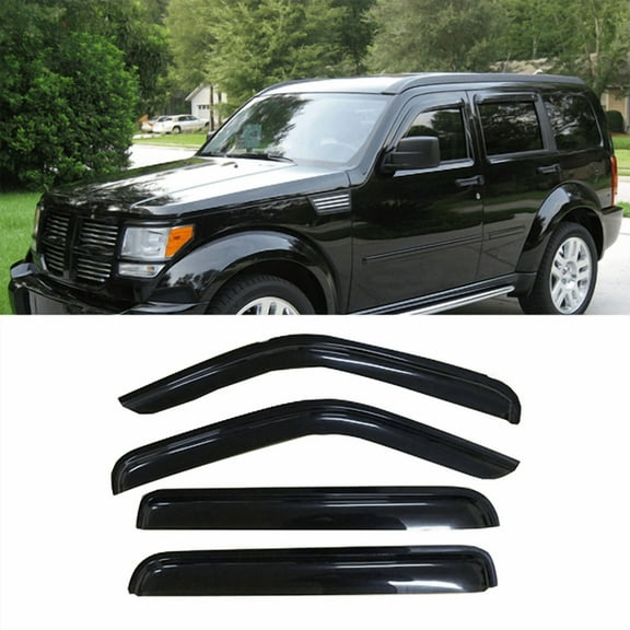 Window Visors Wind Deflectors Sun Rain Guard Vent Shade Smoke/Black Acrylic Out-Channel Style For Dodge Nitro 2007-2012 4pcs